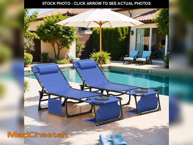 Lot 74-14345472 - Tozey  Metal Folding Outdoor Chaise Lounge with Face Hole, 5-Position Reclining Portable Patio Chair...
