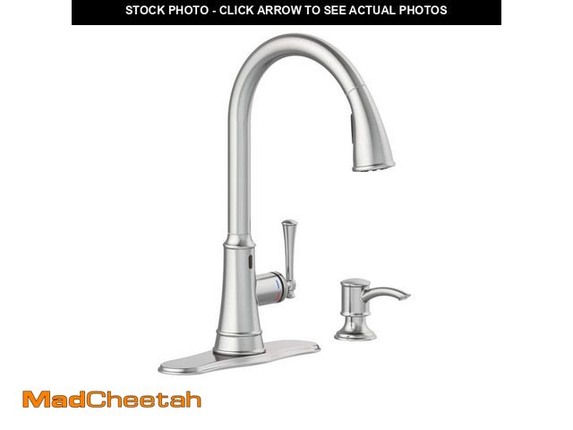Lot 74-12852094 - Glacier Bay Hemming Single-Handle Touchless Pull Down Sprayer Kitchen Faucet with Soap Dispenser in ...