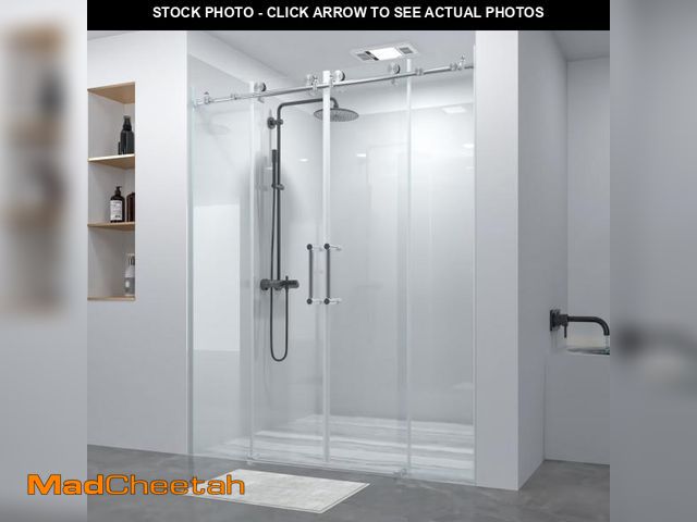 Lot 74-12160442 - (MISSING HARDWARE,TRIM) Mersviton Double Sliding Shower Door 60" W x 74" H, Frameless Shower Enclosu...