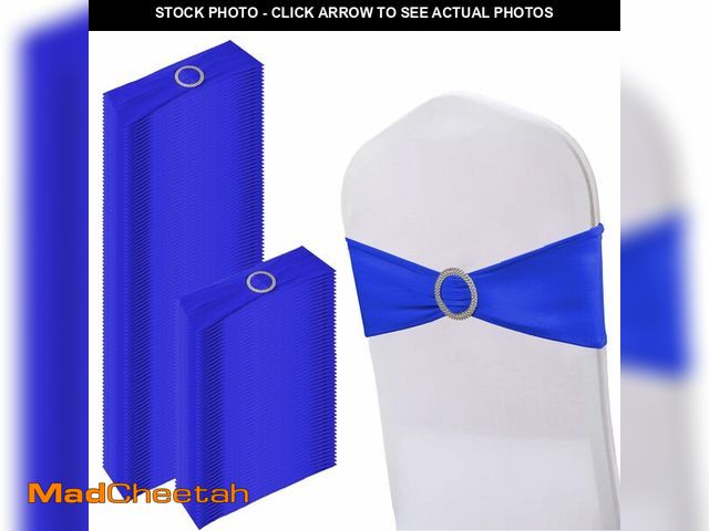 Lot 74-14329799 - 150 Pack Spandex Stretch Chair Sashes Bows, Elastic Stretch Chair Cover Bands Ties with Buckle Slide...