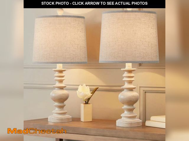 Lot 74-12048062 - BOBOMOMO Tradition 20.5" Rustic Table Lamp Set of 2 for Living Room Farmhouse Bedside Desk Lamps Bed...