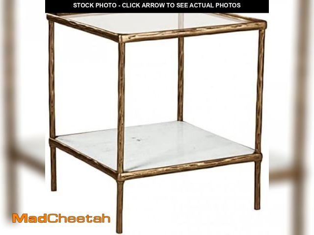 Lot 74-12138014 - Signature Design by Ashley Ryandale Contemporary Accent Table, Antique Brass Finish - UNUSED