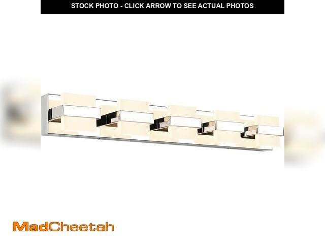 Lot 74-13067333 - SOLFART 5 Lights Chrome Bathroom Light Modern LED Vanity Lights for Bathroom Light Fixture 34 inch W...