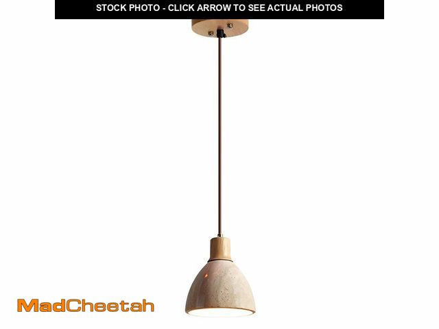 Lot 74-12974403 - LCSMVLQ Wabi Sabi Pendant Light, Wood Pendant Light with Stone Shade, Walnut Wood Finish, Kitchen Is...