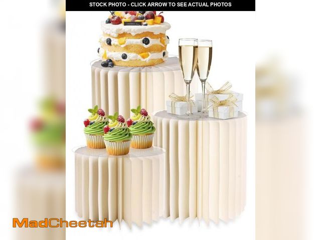 Lot 74-12302558 - 3PCS Cylinder Pedestal Stands for Party with Acrylic Disc, Round Table Centerpiece Cake Pedestal Sta...
