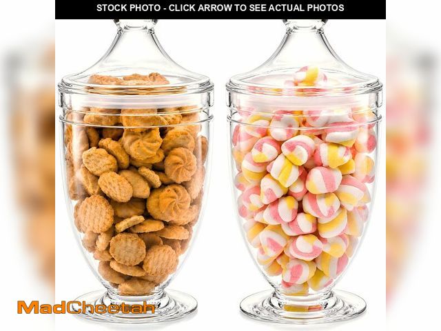 Lot 74-14381071 - Hacaroa 2 Pack Acrylic Apothecary Jars with Airtight Lids, 46 Oz Clear Plastic Candy Cookie Jars for...