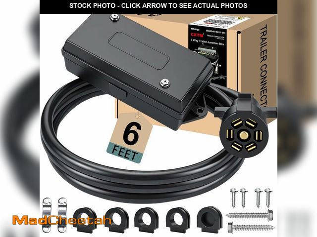 Lot 74-14207715 - CXTM 7 Pin Trailer Wiring Harness Kit 6 Feet, 7 Gang Waterproof Junction Box with Heavy Duty 7 Way T...