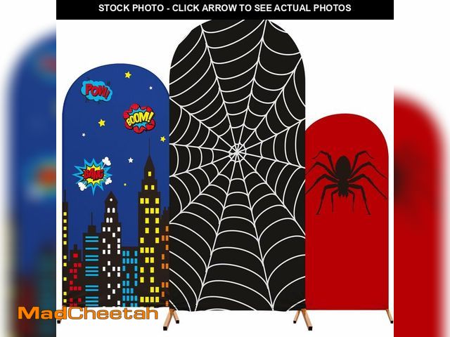 Lot 74-14214320 - Tingjoo Spider Web Theme Arch Backdrop Cover 3 Set - 4ft/ 5ft/ 6ft Wedding Arch Covers Spandex Backd...