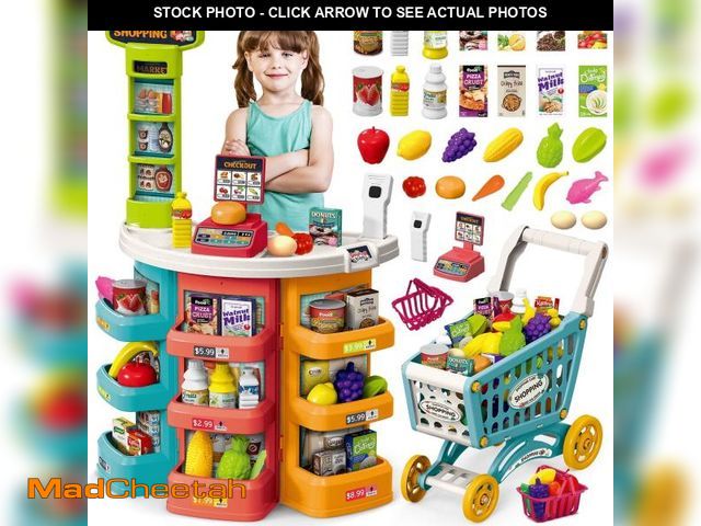 Lot 74-12487091 - UUSUOO Supermarket Playset for Kids,Pretend Play Grocery Store Set with Kids Shopping Cart,76PCS Pre...
