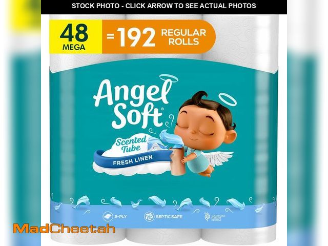 Lot 74-14067780 - Angel Soft Toilet Paper with Fresh Linen Scented Tube, 48 Mega Rolls = 192 Regular Rolls, Soft and S...