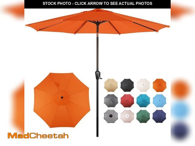 Lot 74-14394733 - Sun-Ray 9 ft. Round 8-Rib Steel Market Patio Umbrella in Orange - UNUSED