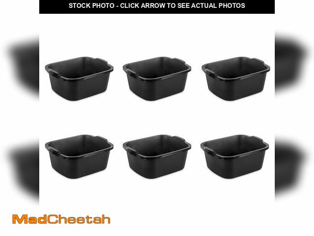 Lot 74-13802253 - Sterilite 18 Qt Dishpan, Bin Ideal for Soaking and Cleaning Dirty Dishes in the Kitchen Sink, Black,...