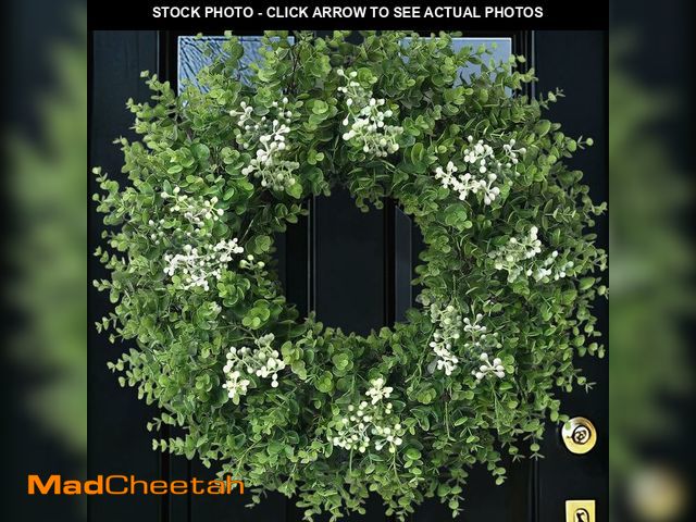 Lot 74-13565285 - 26'' Large Boxwood Wreath for Front Door Artificial Spring Wreath Boxwood Leaves Greenery Outdoor Do...