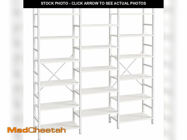 Lot 74-13119084 - SUPERJARE Triple 6 Tier Bookshelf, Bookcase with 17 Open Display Shelves, Wide Book Shelf Book Case ...
