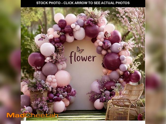 Lot 74-14266552 - Dusty Purple Pink Balloon Arch Kit Double Stuffed Dark Purple Plum Pastel Pink Lavender Mauve Balloo...