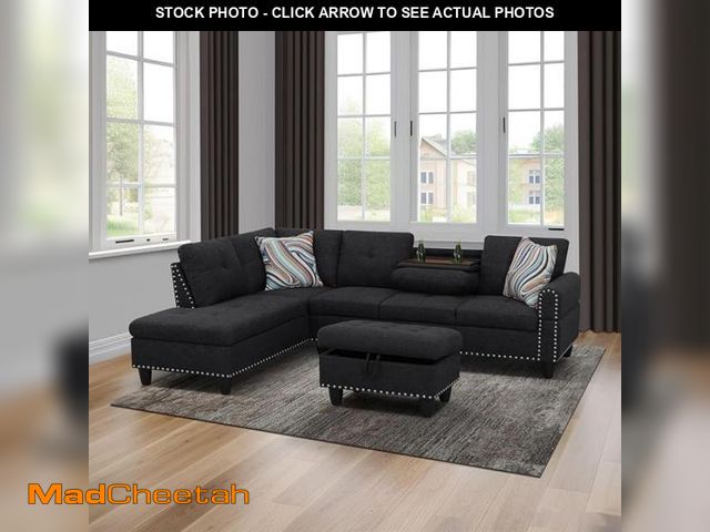 Lot 74-12406689 - *SEE DETAILS* Sensoji L Shape Sectional Sofa for Living Room with Ottoman for Apartment, Game Room, ...