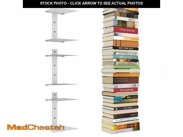 Lot 74-13545803 - Mefirt Invisible Floating Bookshelves for Wall, 6 Tier Vertical Spine Book Tower, Heavy Duty Floatin...