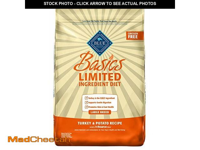 Lot 74-12695417 - Blue Buffalo Basics Grain-Free Large Breed Adult Dry Dog Food, Skin &amp; Stomach Care, Limited Ingr...