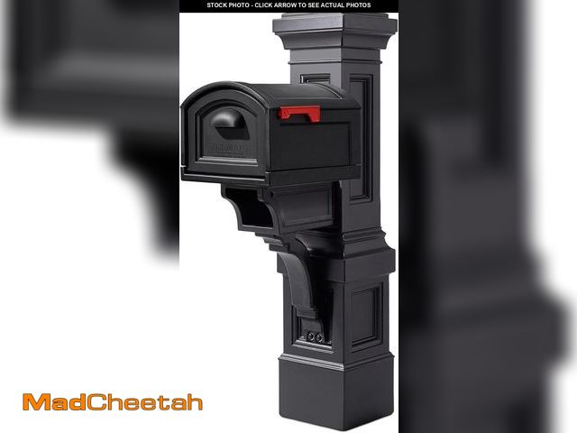 Lot 74-11885554 - Step2 Atherton Grand Onyx Black XL Mailbox and Mailbox Post Kit - Elegantly Styled Mailbox with Magn...