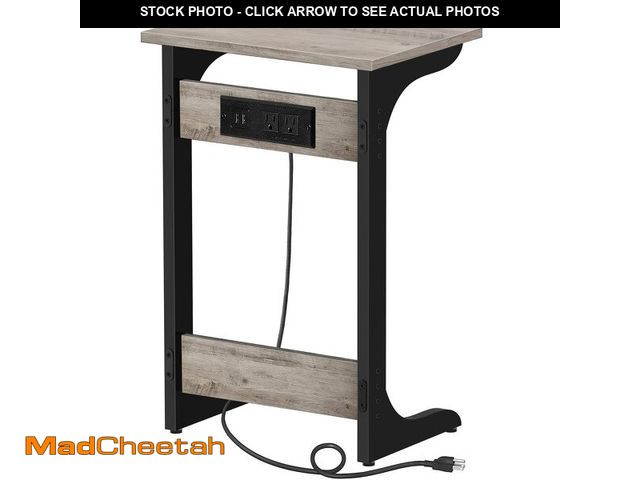 Lot 74-14053867 - TUTOTAK C Shaped End Table with Charging Station, Side Table, Couch Table for Small Spaces, Tv Tray ...