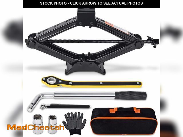 Lot 74-14301932 - Scissor Car Jack 2 Ton (4409 lbs) Tire Changing Kit with Lug Wrench - Emergency Kit for Car, SUV, MP...