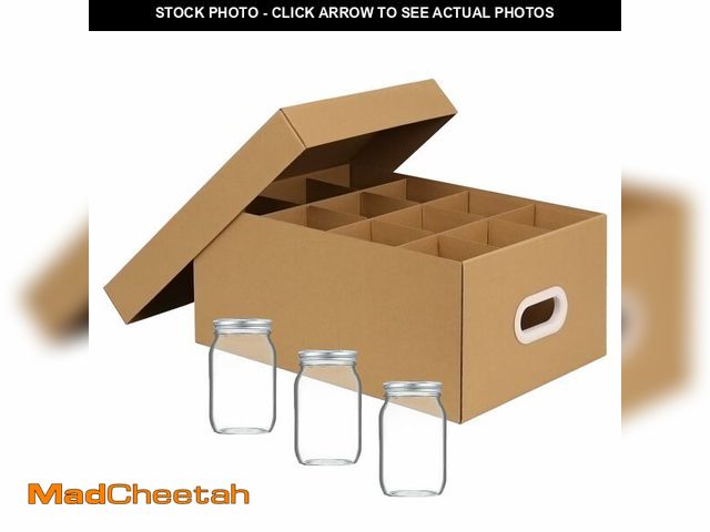 Lot 74-12599790 - 5 Pack Mason Jar Storage Boxes with Dividers and Handles, Cardboard Mason Jar Storage Containers Fit...