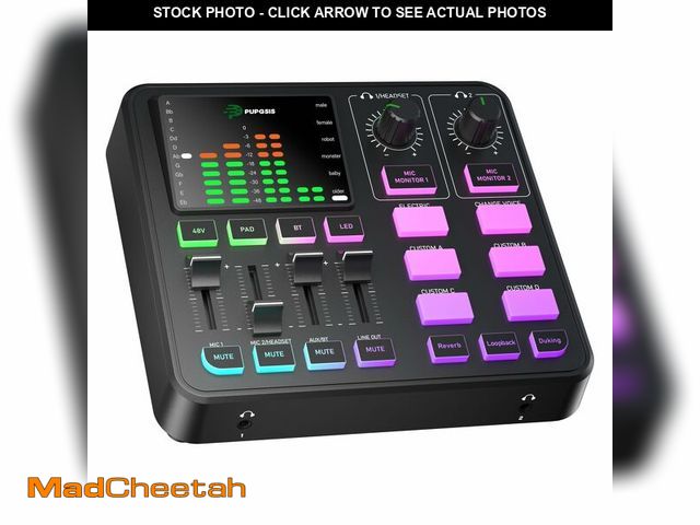 Lot 74-12880908 - PUPGSIS Gaming Audio Mixer, Audio Interface for PC/Podcast/Streaming, Sound Board with 3.5mm/XLR Mic...