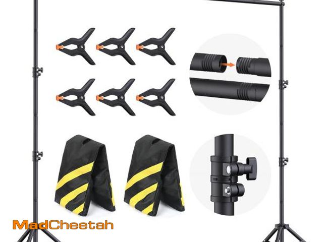 Lot 74-10964237 - Backdrop Stand 10x7.5ft (WxH), Photo Backdrop Stand for Parties, Heavy Duty Background Stand Kit wit...