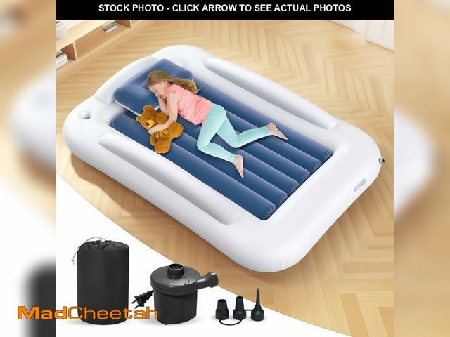 Lot 74-12699852 - Deeteck Inflatable Toddler Travel Bed - 60 Inches Portable Toddler Bed for Travel with Safety Sides ...