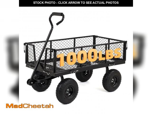 Lot 74-12540404 - Finnhomy Heavy Duty 1000 Lbs Capacity Mesh Steel Garden Cart, Pullable Garden Wagons Carts on Wheels...