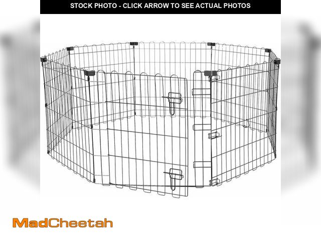 Lot 74-13697740 - Basics Foldable Octagonal Metal Exercise Pen for Dogs, Indoor/Outdoor, Single Door, 8 Panels, 24" He...