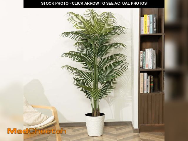 Lot 74-14086231 - HiPlants 6ft Artificial Palm Plants, 6ft Fake Palm Tree, Pre Potted Faux Greenry Tree for Home Decor...