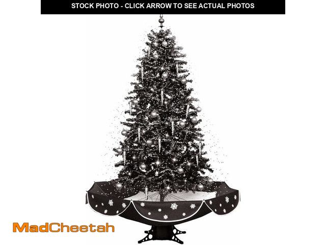 Lot 74-13041354 - Fraser Hill Farm 75" Snowing Christmas Tree with White LED Lights, Music, Decorations, and Umbrella ...