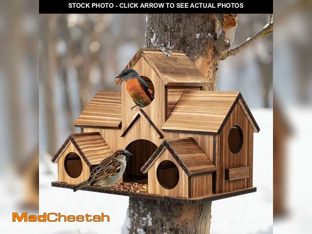 Lot 74-14059820 - GLOPHOK Bird Houses for Outside, 5-Hole Wooden Birdhouse for Bluebirds Finch Swallow Wren Chickadee ...