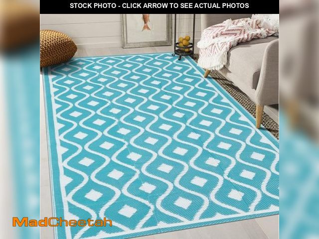 Lot 74-12143671 - Findosom 9 X12  Large Outdoor Rug Waterproof Patio Rug RV Outdoor Mat Reversible Plastic Straw Area ...