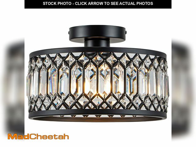 Lot 74-13547948 - Rpzloila Crystal Ceiling Light Fixture, Modern Flush Mount Ceiling Light, Black Crystal Chandelier f...