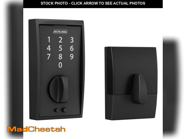 Lot 74-14607454 - Schlage Century Matte Black Electronic Touch Keyless Touchscreen Deadbolt with Thumbturn BE375 V CEN...