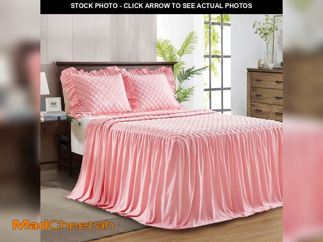 Lot 74-14152457 - Ruffle Skirt Bedspread Set - 30" Long Drop - Vintage Chic Ruffled Summer Coverlet Bed Spreads Quilt ...