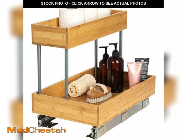 Lot 74-12695632 - (MISSING HARDWARE) Household Essentials Glidez Steel and Bamboo Pull-Out/Slide-Out Storage Organizer...