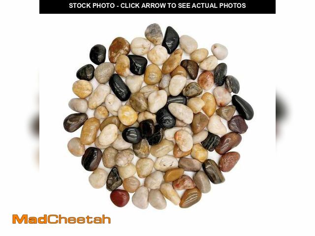 Lot 74-14356923 - Sun Joe 0.35 cu. ft. Premium High-Polish Mixed Decorative River Rocks, 1-2 in. Stone Size, 40-lb. Ba...