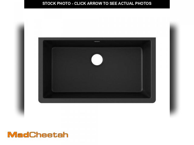 Lot 74-12412595 - Elkay Quartz Classic 33 in. Undermount Single Bowl Black Granite/Quartz Composite Kitchen Sink Only ...