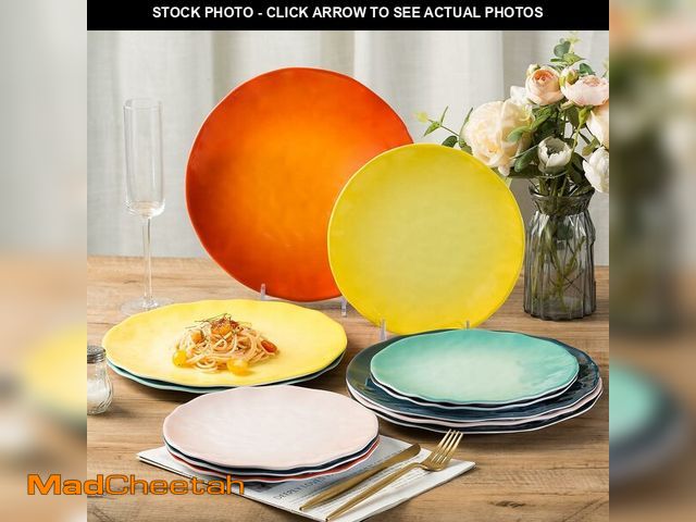 Lot 74-14432837 - Topmela Melamine Dinner Plate Plastic Bread Butter Plates Set of 6 Pcs 11 inch Lightweight Shatter P...