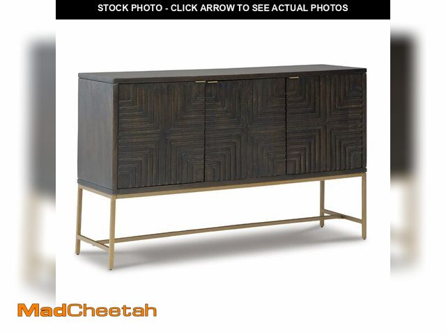 Lot 74-13094219 - Signature Design by Ashley Elinmore Mid-Century Modern Accent Cabinet, Brown &amp; Gold - UNUSED