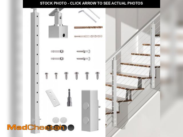 Lot 74-12414851 - Fulifix 38" Silver Stainless Steel Level Railing Post, Adjustable Top for Most Modern Balcony/Stairw...