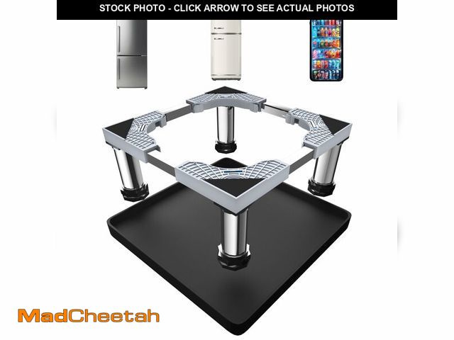 Lot 74-14150385 - Mini Fridge Stand with Silicone Mat, Adjustable Refrigerator Stand with 4 Stainless steel Feet, 24''...