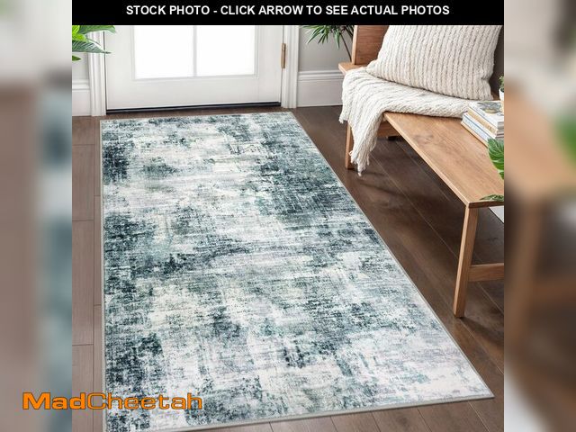 Lot 74-14148848 - IOHOUZE Abstract Area Rug 3x5 Ft Washable Rugs for Entryway Indoor, Non Slip Kitchen Rug Printed Fau...
