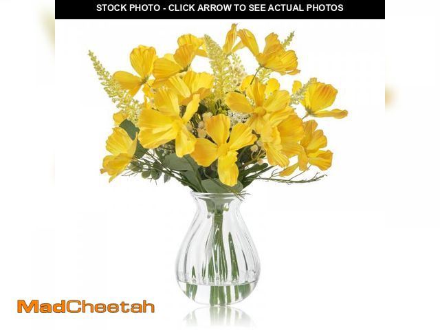 Lot 74-12315112 - WELL KNOWN Artificial Flowers Daisies with Vase, Fake Silk Flowers in Vase with Fake Water, Fake Euc...