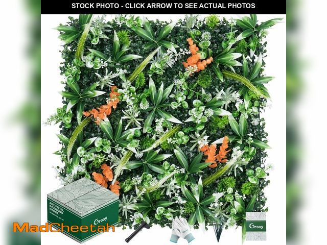 Lot 74-14078431 - Grooy 20"X20" Artificial Boxwood Panels, 16PCS Grass Wall Hedge Panels UV-Protected Greenery Privacy...