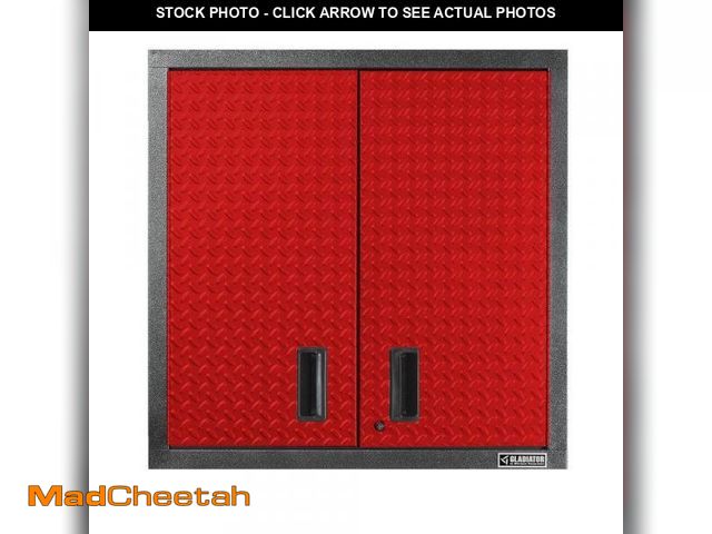 Lot 74-12298321 - Gladiator Premier Series Steel 2-Shelf Wall Mounted Garage Cabinet in Red Tread (30 in W x 30 in H x...