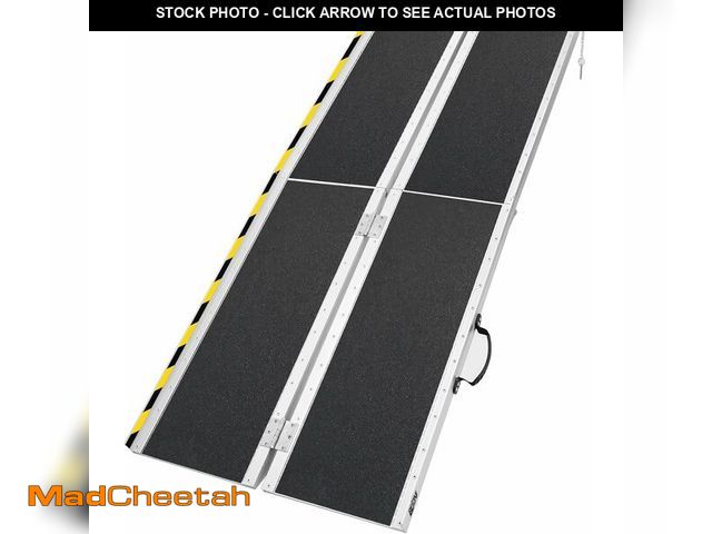 Lot 74-13696345 - BEJONI Portable Wheelchair Ramp 6FT, Folding Non-Slip Aluminum Handicap Ramp, Door Threshold Wheel C...